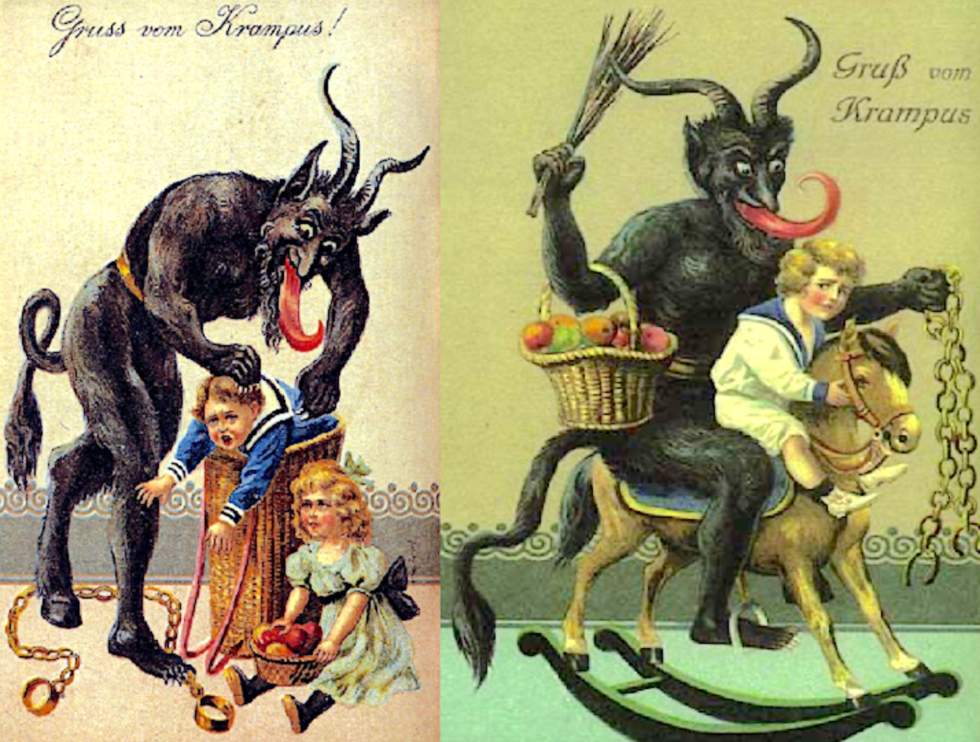 Images d'illustration de Krampus représenté comme un bouc